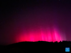 View of northern lights in Urumqi