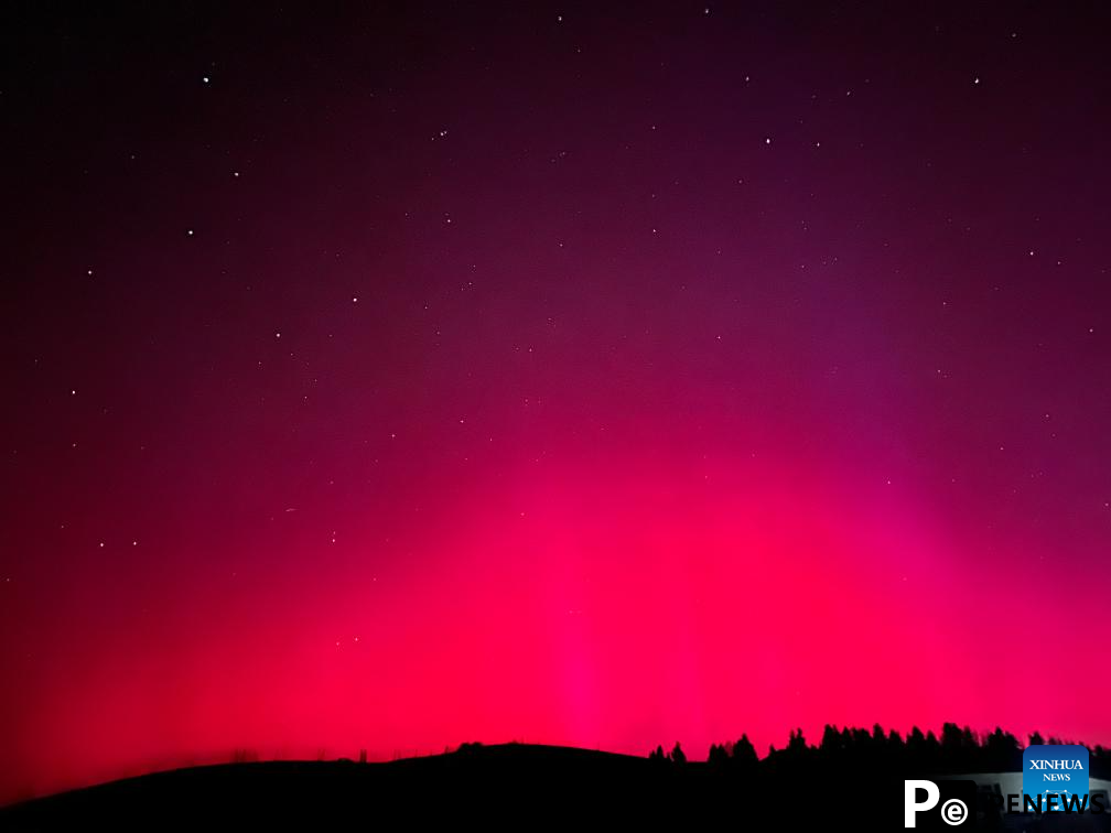 View of northern lights in Urumqi