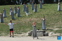 Paris 2024 Olympics flame lighting rehearsal held at Ancient Olympia
