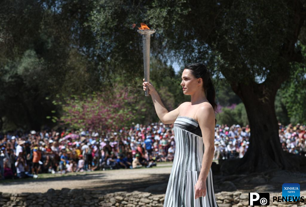 Paris 2024 Olympics flame lighting rehearsal held at Ancient Olympia