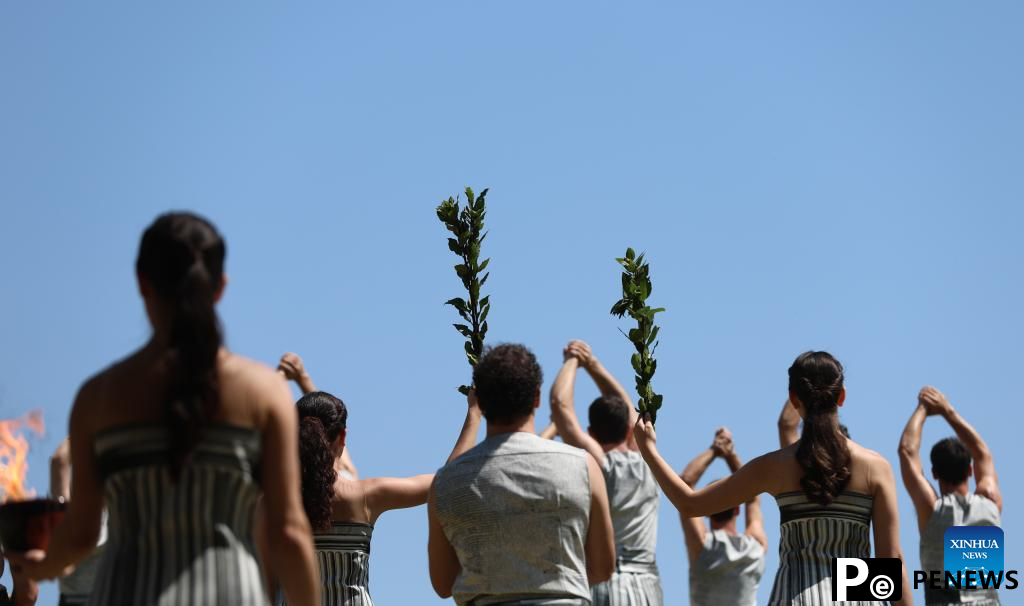 Paris 2024 Olympics flame lighting rehearsal held at Ancient Olympia