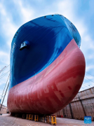Domestically-developed large LNG carrier launched in NE China's harbor city