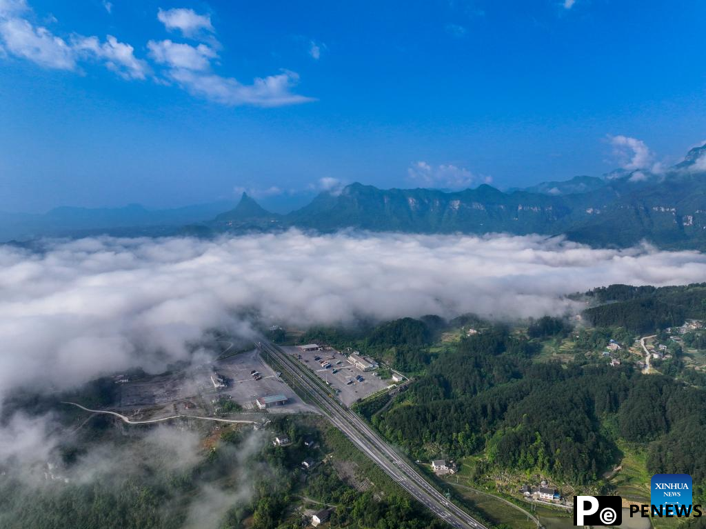 Scenery of sea of clouds at Jinfo Mountain, SW China