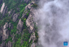 Tiandu peak attracts tourists in Huangshan Mountain scenic area, E China