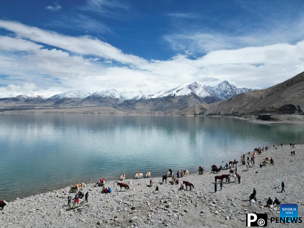 View of Baisha Lake scenic area in Akto County, NW China