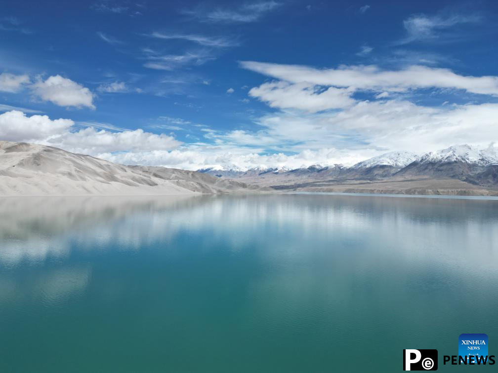 View of Baisha Lake scenic area in Akto County, NW China