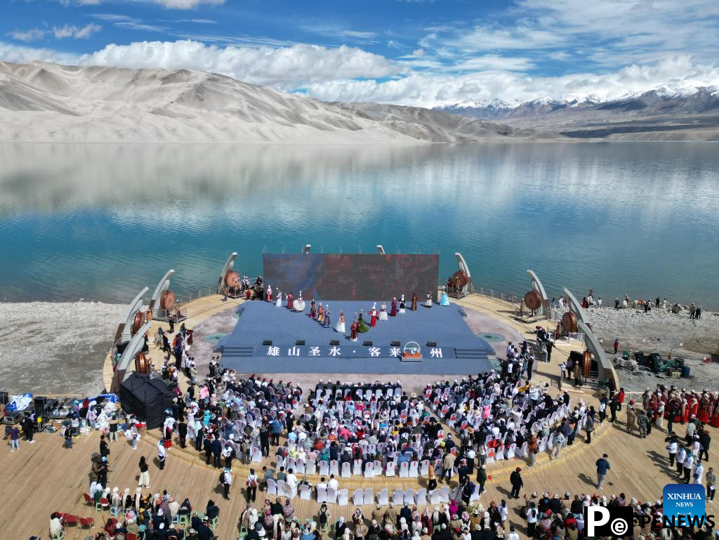 View of Baisha Lake scenic area in Akto County, NW China