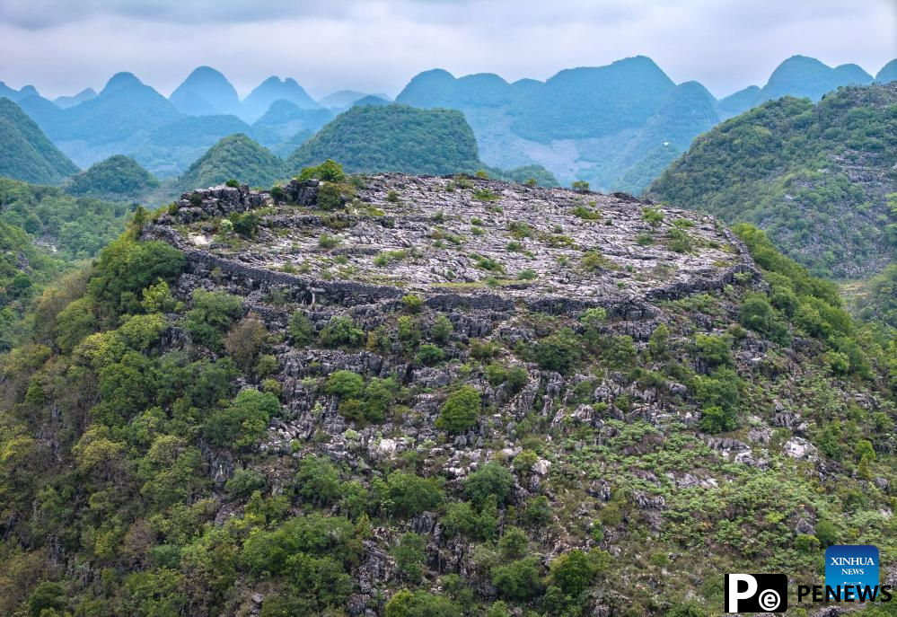 Scenery of ancient fortifications on hilltop in China