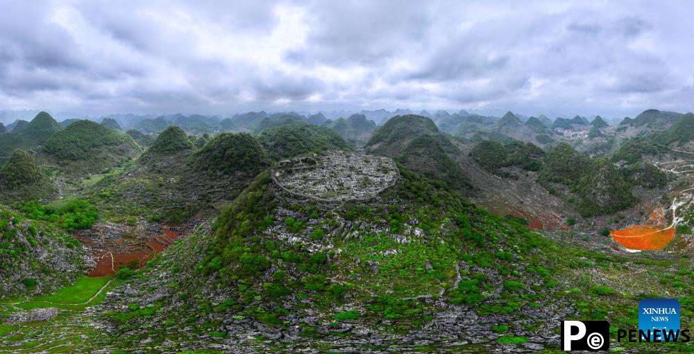 Scenery of ancient fortifications on hilltop in China