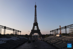 Olympic rings seen on Eiffel Tower in Paris