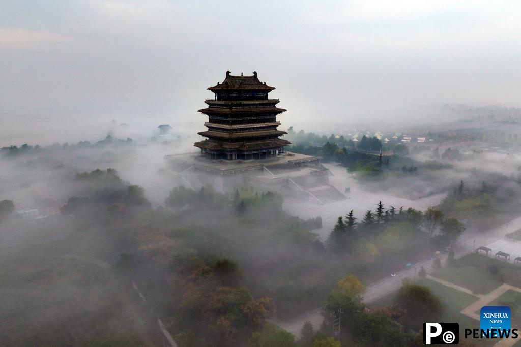 Drone view of famous landmarks in China