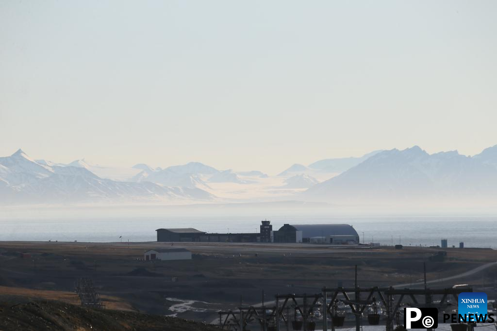 Midnight view of Longyearbyen in Norway