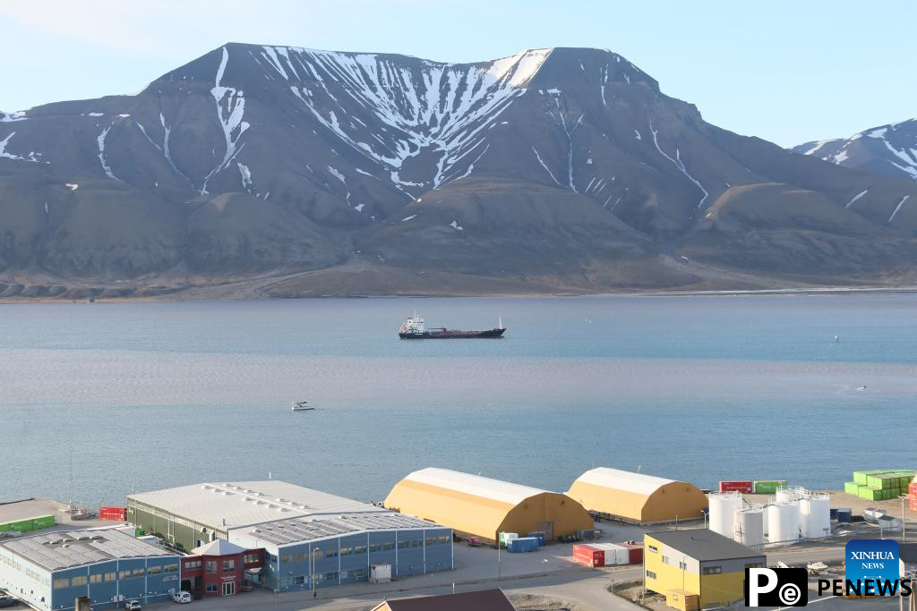 Midnight view of Longyearbyen in Norway