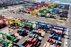 A busy day at North China's Tianjin Port