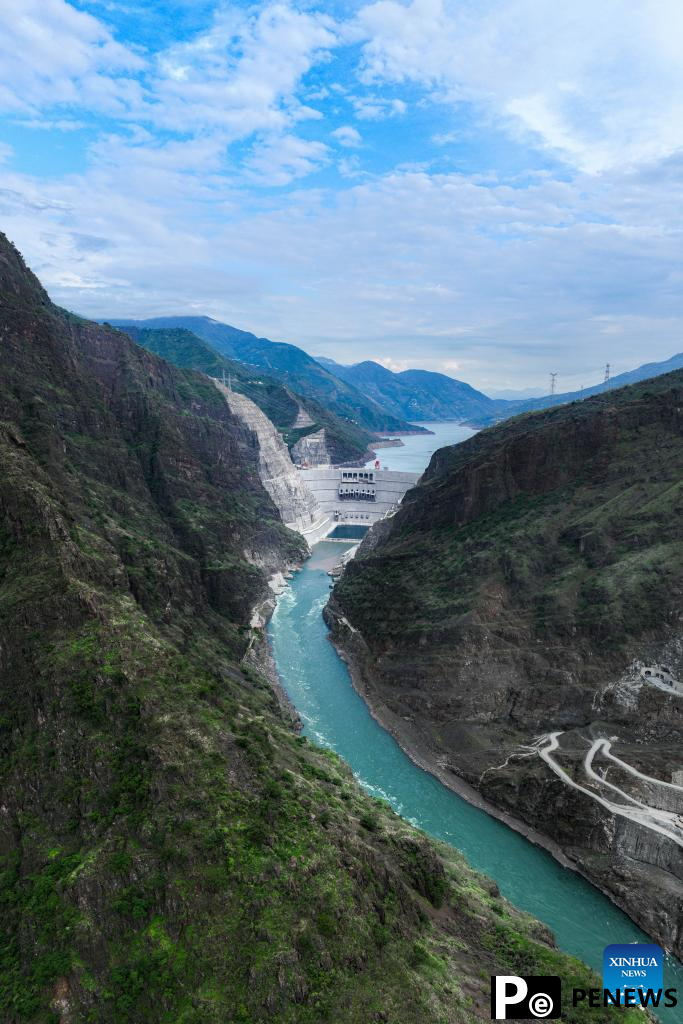 View of Baihetan hydropower station in SW China
