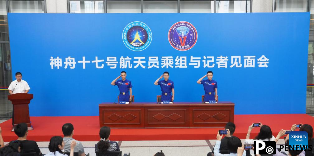 Shenzhou-17 astronauts meet press after return from space
