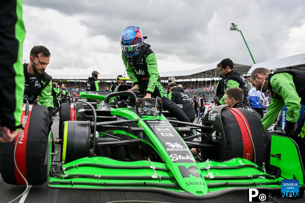 Chinese driver Zhou Guanyu competes during F1 British GP
