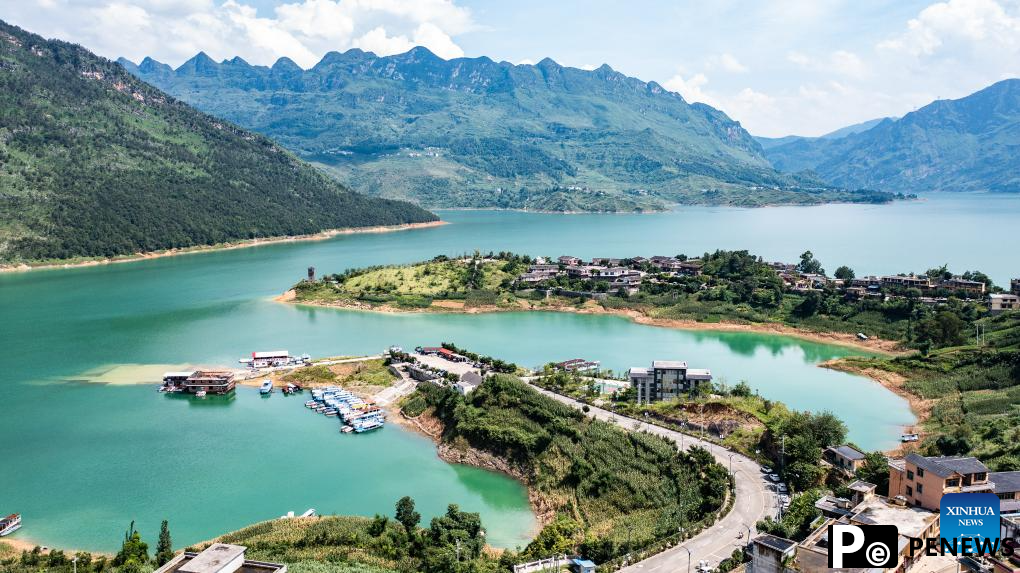 Aerial view of Zangke river scenic area in SW China