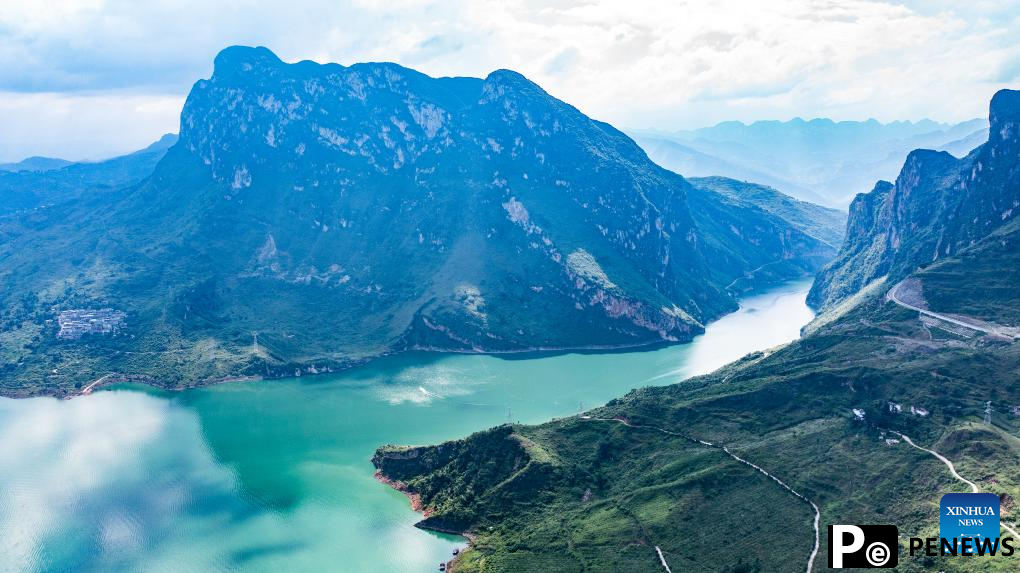 Aerial view of Zangke river scenic area in SW China