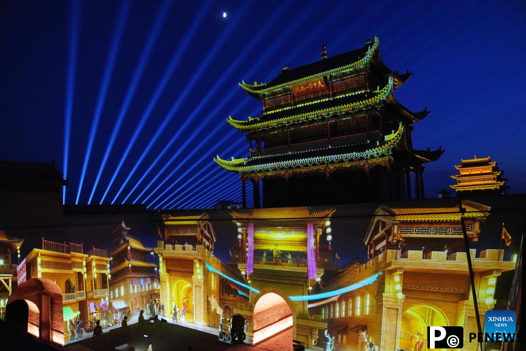 Night view of Jiayu Pass scenic area in China
