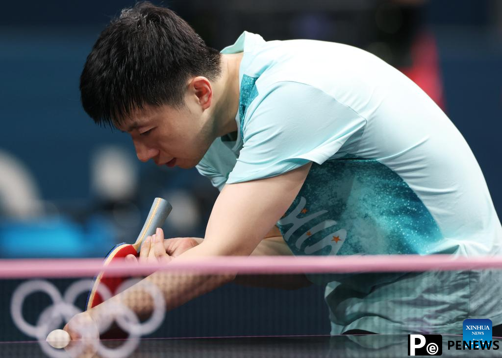 Chinese national table tennis team attends training session ahead of Paris 2024