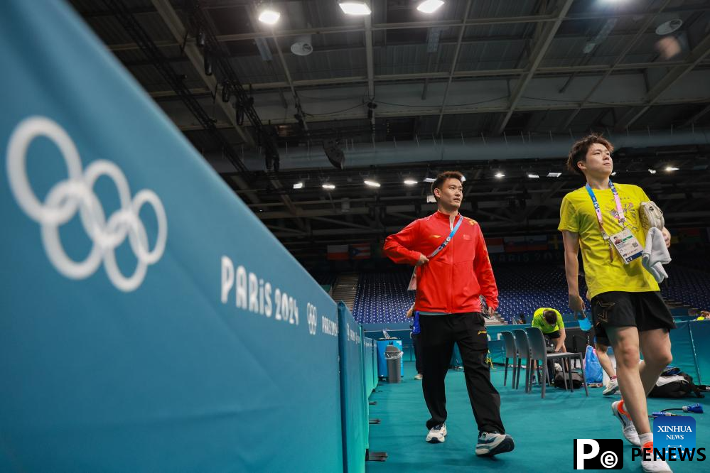 Chinese national table tennis team attends training session ahead of Paris 2024
