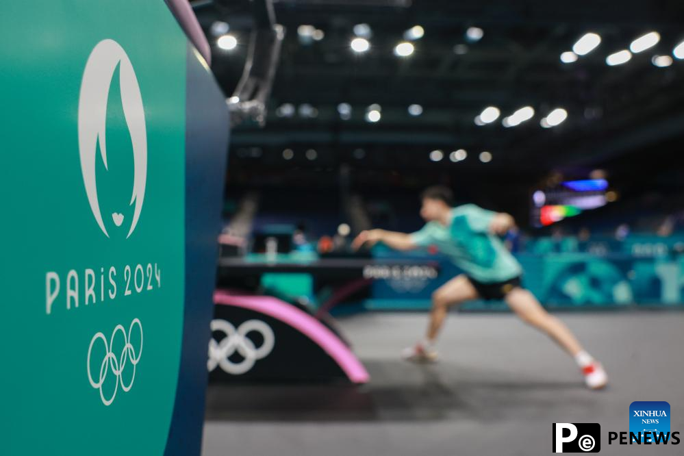 Chinese national table tennis team attends training session ahead of Paris 2024