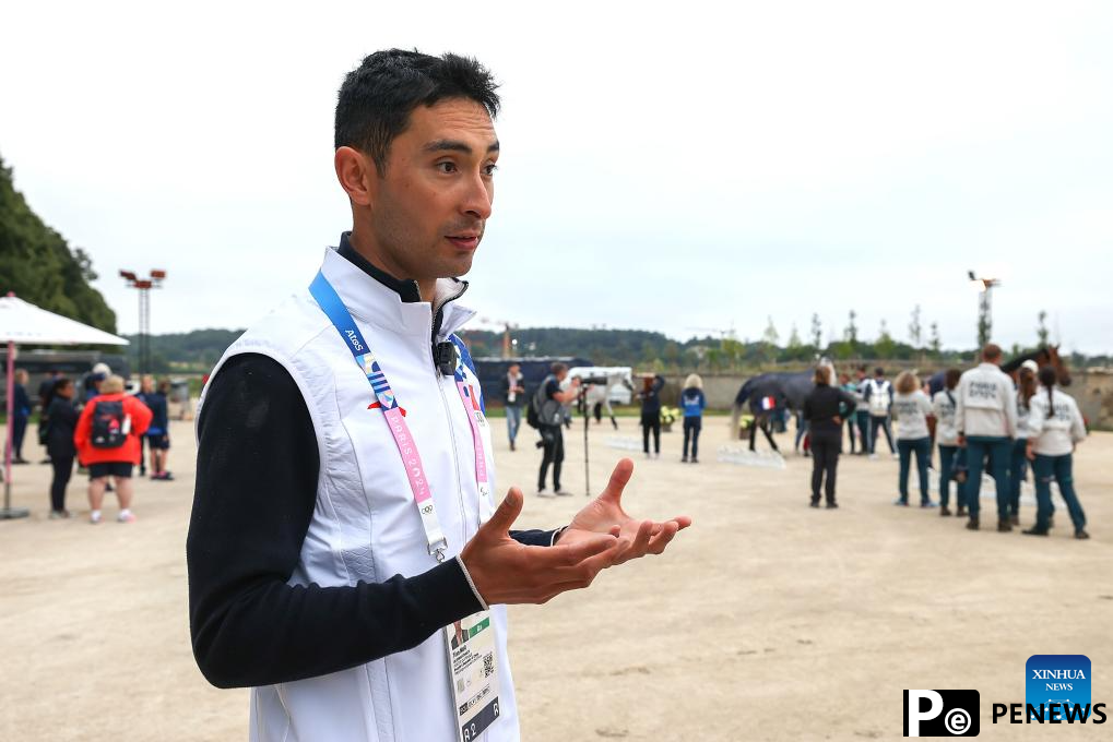 Chinese equestrian athlete takes part in training session before Paris Olympic
