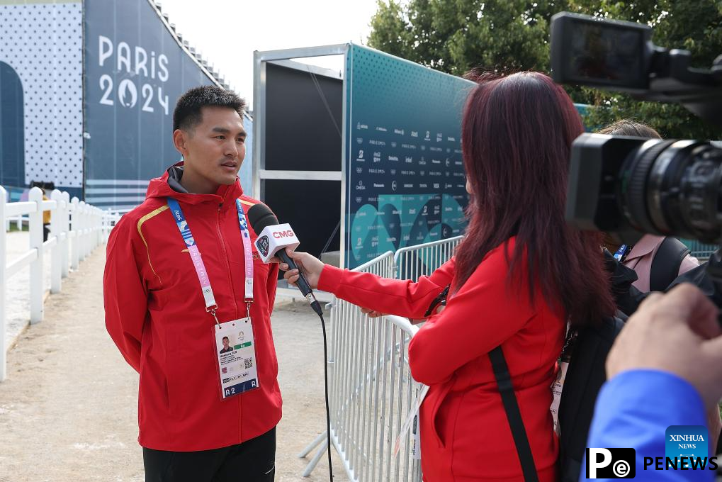 Chinese equestrian athlete takes part in training session before Paris Olympic