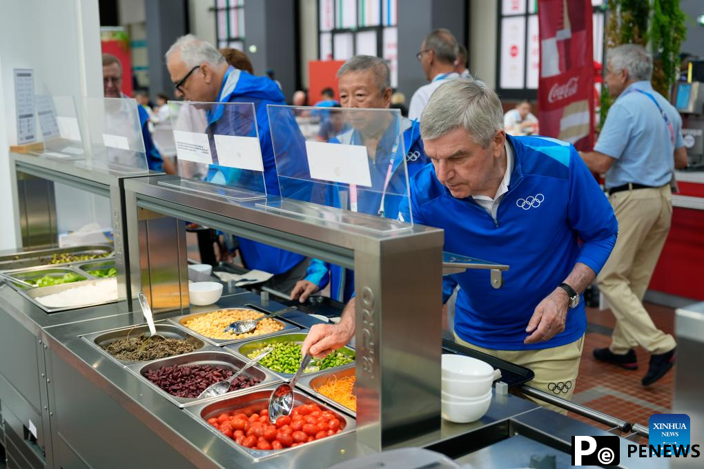 IOC chief Bach tours Olympic Village ahead of Paris 2024