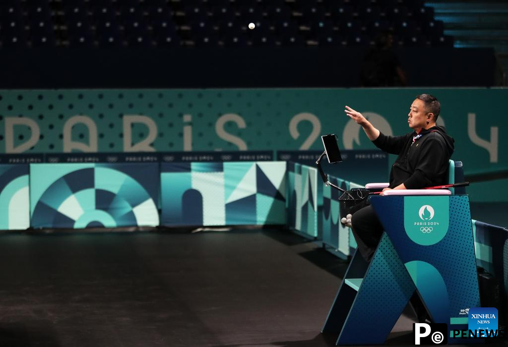 Chinese national table tennis team train for Paris 2024