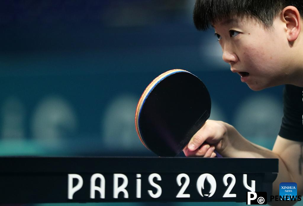 Chinese national table tennis team train for Paris 2024