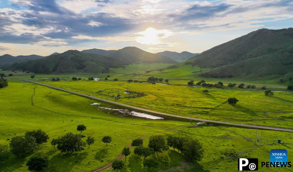 Sunset scenery at Wulanmaodu pasture in Inner Mongolia