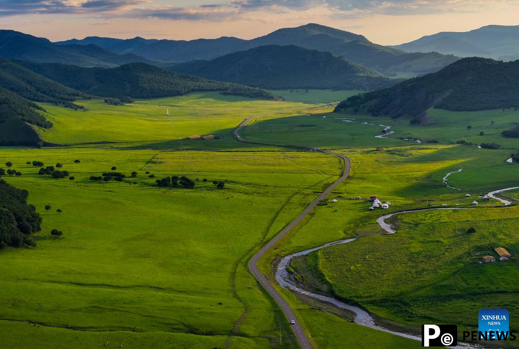 Sunset scenery at Wulanmaodu pasture in Inner Mongolia