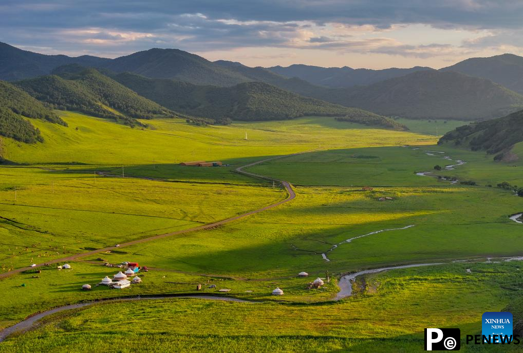 Sunset scenery at Wulanmaodu pasture in Inner Mongolia