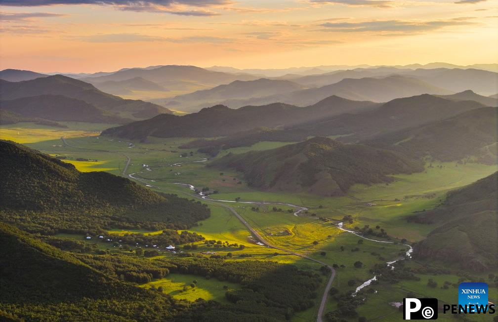 Sunset scenery at Wulanmaodu pasture in Inner Mongolia