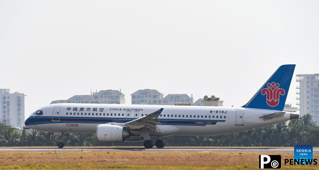 C919 aircraft successfully makes maiden commercial flight to Sanya