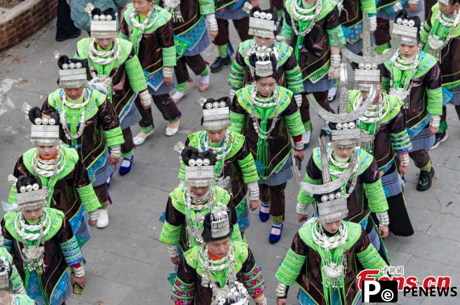 Miao people celebrate Guzang Festival in Guizhou