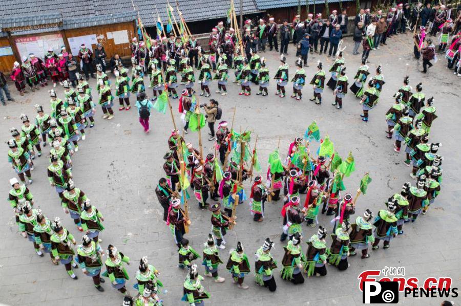 Miao people celebrate Guzang Festival in Guizhou