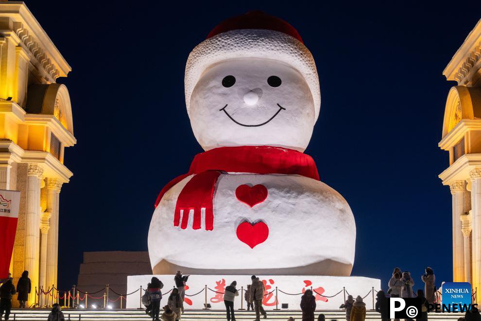 In pics: giant snowman in China