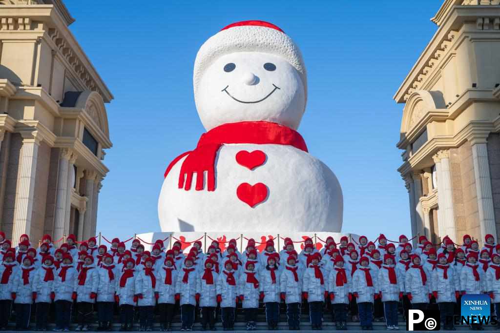 In pics: giant snowman in China