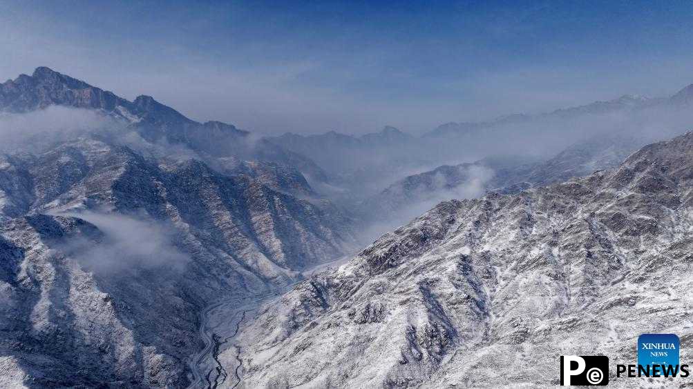 Scenery of Helan Mountain after snow in NW China