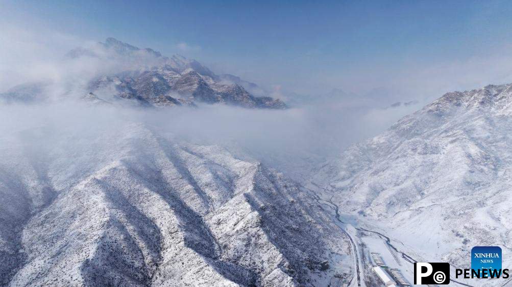Scenery of Helan Mountain after snow in NW China