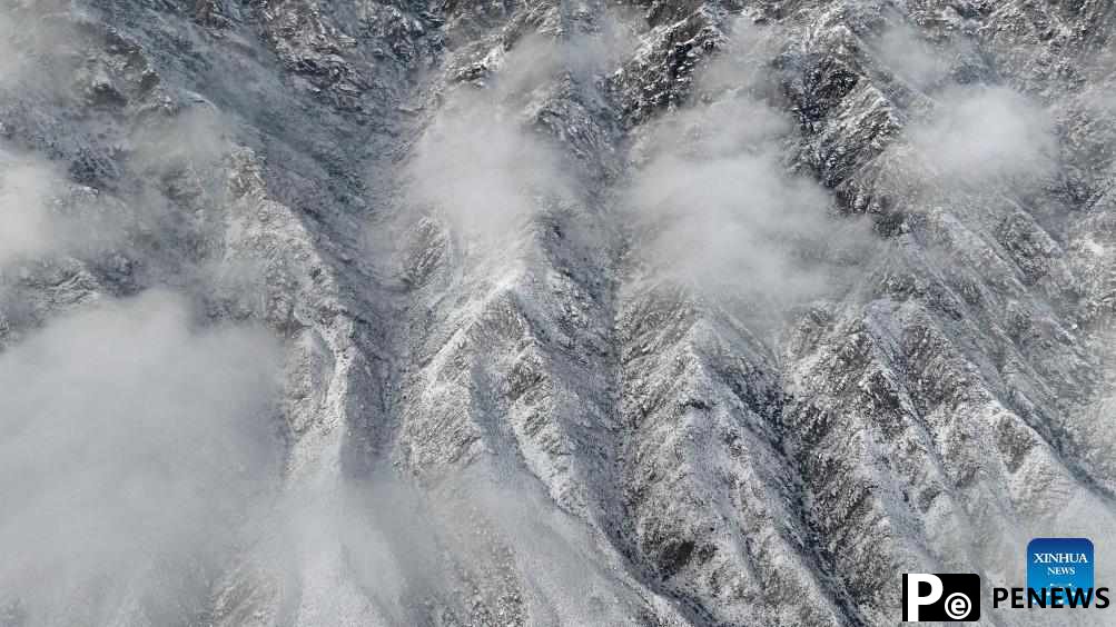 Scenery of Helan Mountain after snow in NW China