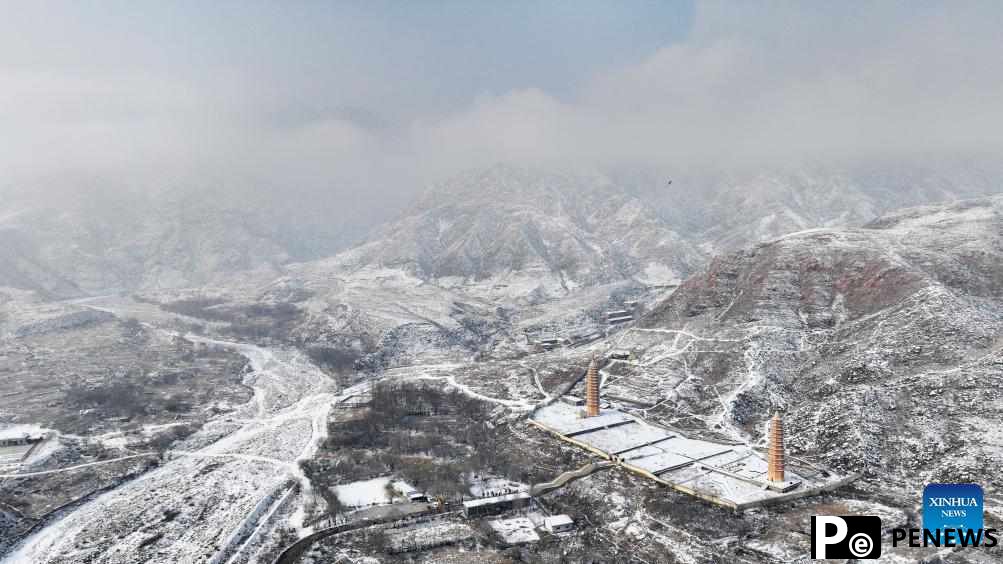 Scenery of Helan Mountain after snow in NW China