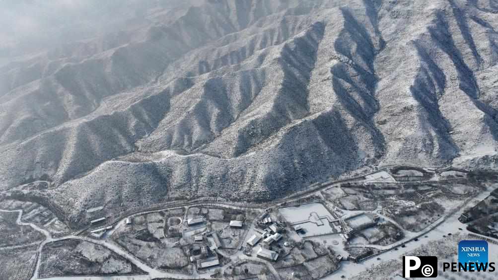 Scenery of Helan Mountain after snow in NW China