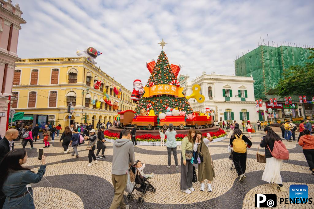 Tourists visit historic center of Macao