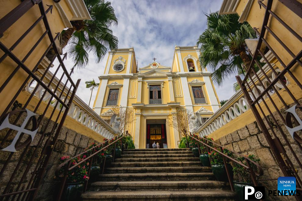Tourists visit historic center of Macao