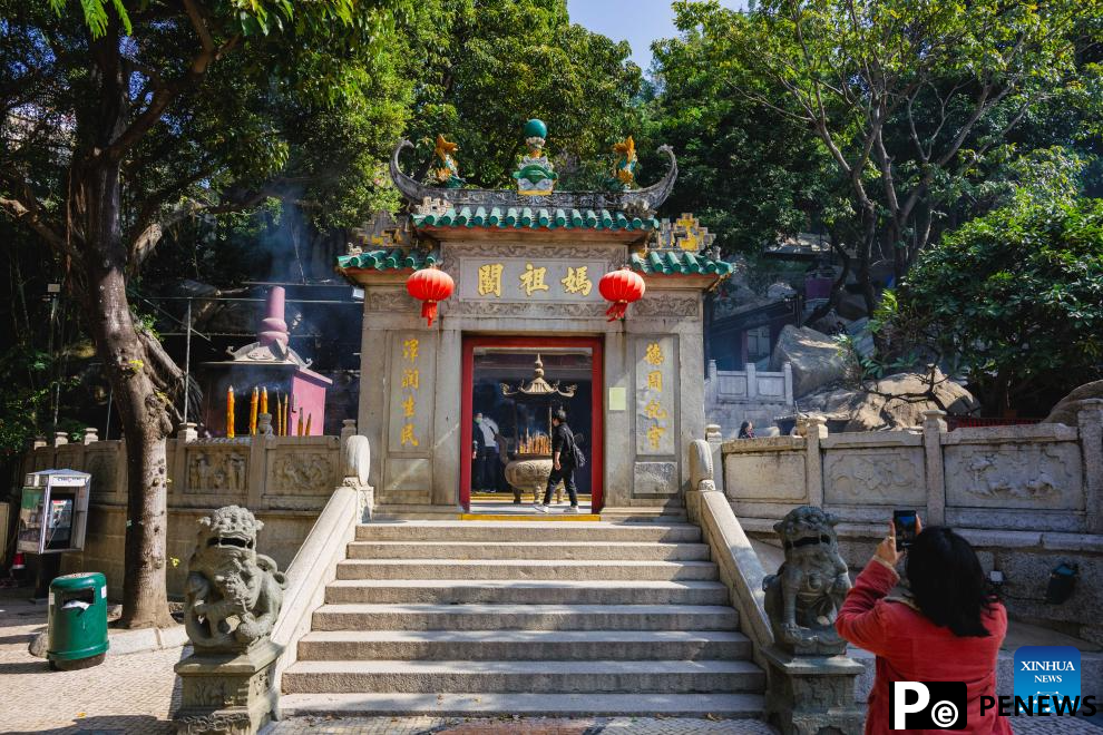 Tourists visit historic center of Macao