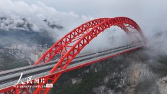 Misty view of Loushuihe Bridge in C China's Hubei